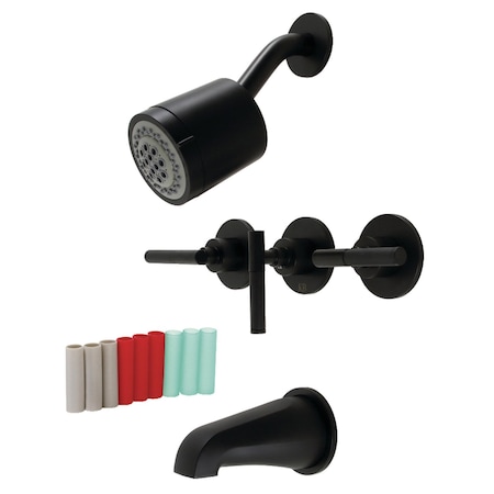 Kingston Brass Three-Handle Tub and Shower Faucet, Matte Black KBX8130CKL